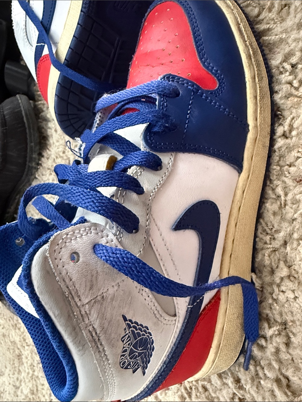 Jordan Kids High-Top Sneakers in Blue, Red & White